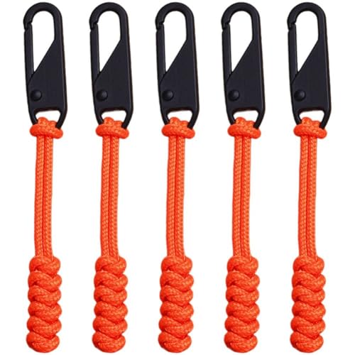 Baokuan - Lot de 5 tirettes de fermeture à glissière, tirette de cordon durable, extension pratique, extension de fermeture éclair pour sacs à dos, vestes, bagages,