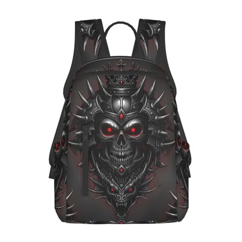 Casual Daypack with Water Bottle Pocket, Perfect for Travel, Work, and Daily Use, King Cool Skull Tattoo Art Daypack Rucksack
