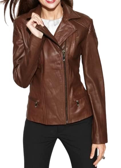 natural leather Solid Leather Full Sleeves Bomber Motorcycle Biker Leather jacket For Women's-picture-31