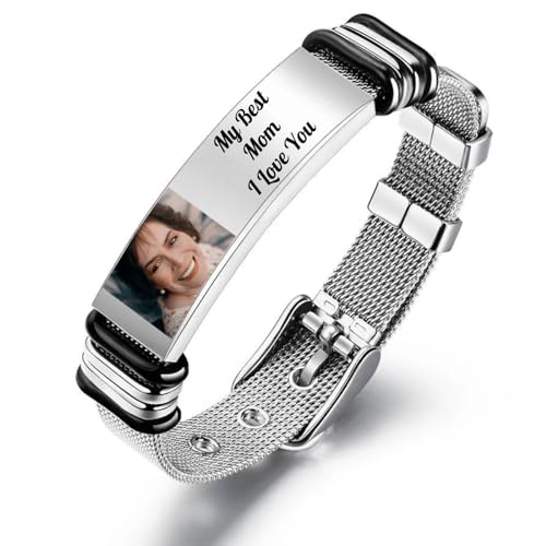 Personalized Memorial Bracelet,Photo Bracelet Customized Picture,Memory Jewelry,Custom Memorial gifts for Women/Men (Gift Box)