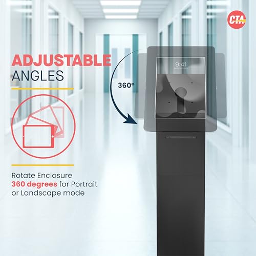 Image of CTA Digital Kiosk with Printer Shelf VESA Compatible Floor Stand Kiosk with Enclosed Printer Storage & Cable Management for Retail POS - Ordering Screens & More - Black (PAD-PARAFP)