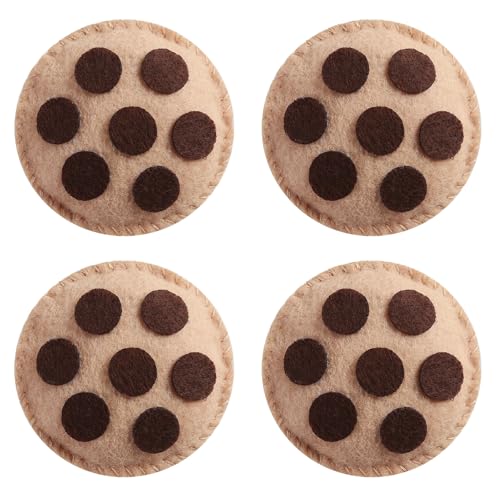 Image of JiaDuo 4PC Chocolate Chip Felt Cookies 2.5 Inch Monster Costume Accessories Food Pretend Play Party Supplies Decorations