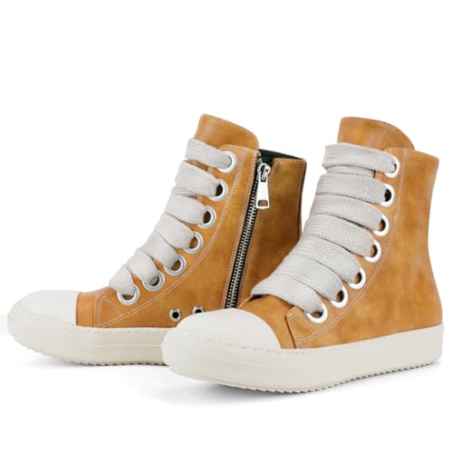 Image of IMPREMEY Women's High Top Sneakers Lace Up PU Leather Shoes with Thick Soles and Zipper, Fashionable Walking Shoes