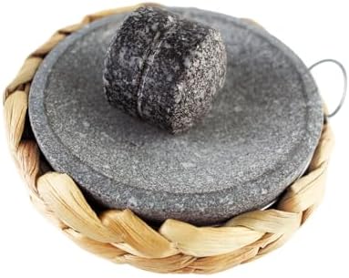 Small Size 6in/15cm Granite Grinder Mortar and Pestle Set Stone Plate Set for Spice and Salt on Camping Primitive Lava Dish