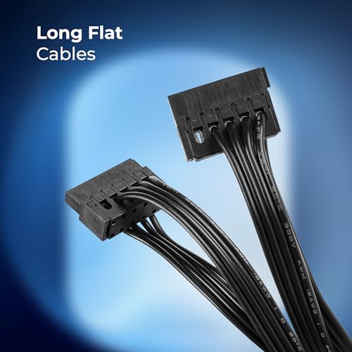 Image of Zebronics Premium Power Supply, Long Flat Cables, Silent 120mm Fan, 12V 32A, 6+2 PCIe, 4+4 CPU, 4 x SATA, 2 x MOLEX, RGB Fan, Built-in Protections (VS550Z, Black)