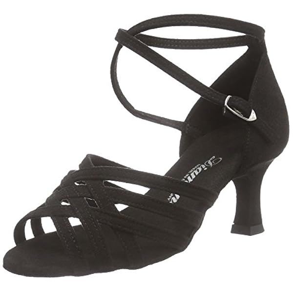 Diamant Scarpe da Ballo da Donna 008-077-335 - Microfibra Nera - Larghezza Regolare - 5 cm Flare - Suola in camoscio - Made in Germany