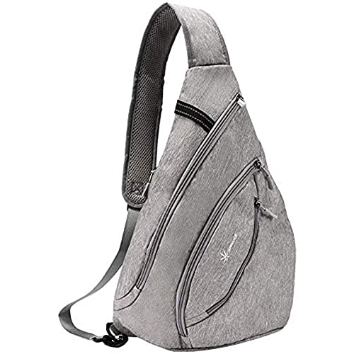 SUNSEATON Zaino Monospalla, Borsa Monospalla per Uomini Impermeabile, Spalla Marsupio Messaggero per Palestra Scuola, Esterni Trekking Escursionismo Viaggio Campeggio (Grigio)