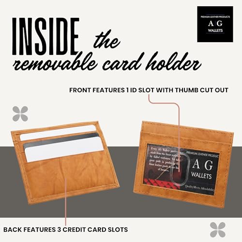 Image of AG Wallets Leather Wallet for Men - Sliding 2-in-1 Bifold Wallet with Removable Card Holder & RFID Protection - Premium Travel Wallet - Versatile & Functional Design - Tan