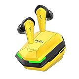 PXN Wireless Earbuds, S2 Active Noise Cancelling Wireless Earphones, Touch Control Wireless Headphones, 60ms Low Latency in Ear Gaming Headset with Dual ENC Mics & RGB Charging Case (Yellow)