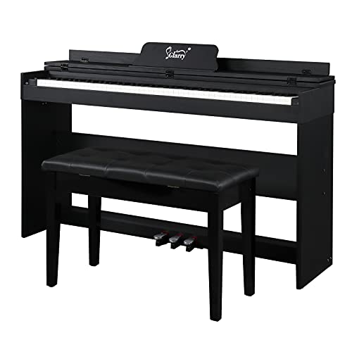 Glarry 88-Key Home Full Weighted Hammer Heavy Action Digital Piano Set For All Experience Levels, Electric Keyboards Piano W/Piano Bench, Music Stand, Metal Pedals, Headphone（Black） #TOP6