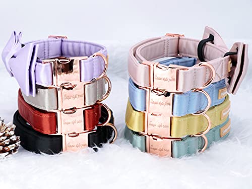Unique style paws Hundehalsband, schwarzes Seidenhundehalsband mit Schleife, weiche Fliege verstellbares Haustierhalsband Geschenk für weibliche oder männliche mittlere Hunde