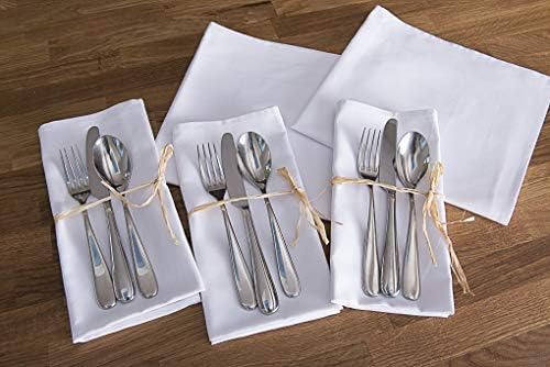 A & B TRADERS Table Napkins Satin Band Damask (22 x 22 inches) Pack of 10, Superior Hotel Quality 100% Cotton White