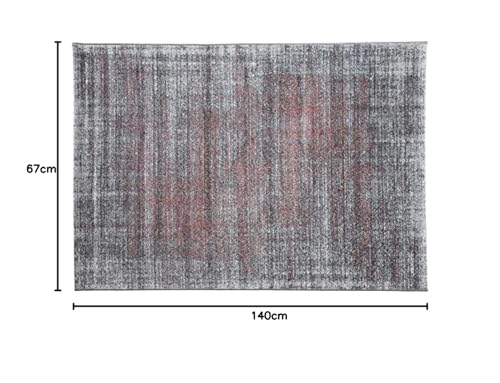 andiamo Woven Rug Modern Stylish Short Pile Rug Robust and Easy Care Made of 100% Polypropylene Suitable for Underfloor Heating and Robot Vacuum Cleaners 67 x 140 cm Stripes Grey/Coral - Image 3
