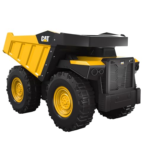 Image of CAT Construction Toys, 20" Mighty Steel Dump Truck - Sturdy Steel & Plastic Construction - Real Working Dump Bin - Ideal for 3+ Yr Olds -Built to Last, Yellow