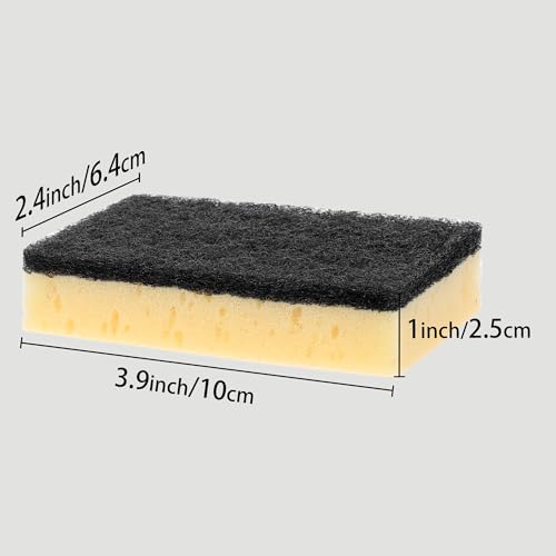 Image of 8 Pack Scratch Scrub Sponges, Kitchen Sponges Clean Tough Messes for Washing Dishes and Cleaning The Kitchen and Bath 3.9 inchx2.4 inchx1 inch Black