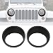 ICarszone ICARS Black Front Headlight Trim Cover Bezels Pair Jeep Wrangler Rubicon Sahara Sport JK Unlimited Accessories 2 Door 4 Door 2007-2018