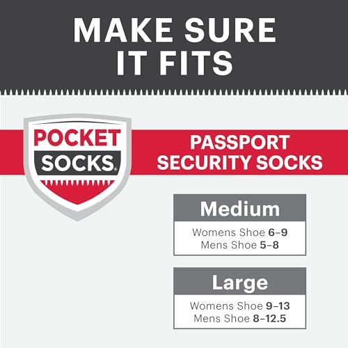 Passport Anti Pickpocket Socks with Concealed Zipper & Hidden Pocket - Anti Theft Travel Security Over the Calf Knee High Socks - Mens Size 8.5-12.5 (Black - Pack of 1) 6