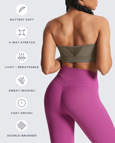Image of Aoxjox Women's Workout Strapless Bandeau Mesh Bras Training Fitness Running Yoga Crop Tank