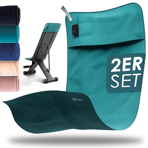 nujë Toalla de Fitness, Set de 2, con Envoltura DE Regalo | con Bolsa de Microfibra | Toallas de Fitness | Extra Grande y con Solapa | Toallas Deportivas | Set de Toallas para Gimnasio