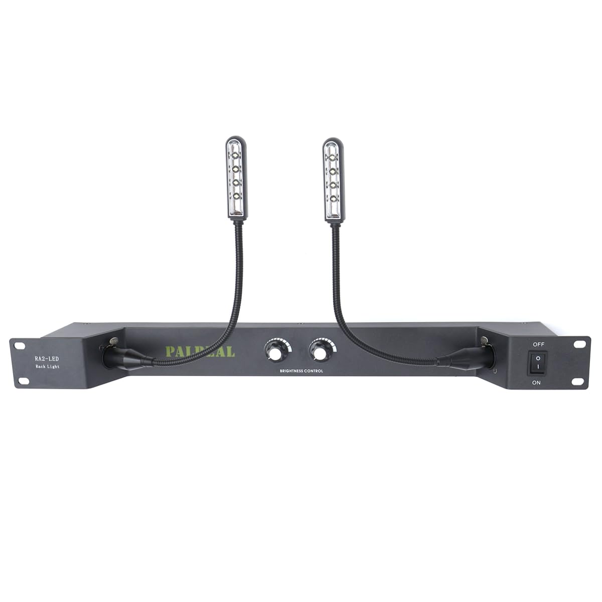 RA2-LED Rack-Mountable Dual 16 inch LED Gooseneck Lights Rack Lamp Cabinet Light,Brightness Adjustable Controller Manual Knob Dimmer Switch,Rack Lights