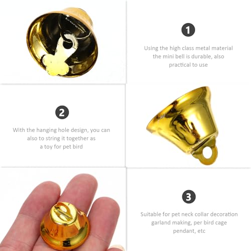 TOPPERFUN 50pcs Bells Crafting Charms for Bird Toys Christmas Decorations and Pet Accessories Gold Silver Green - Image 3