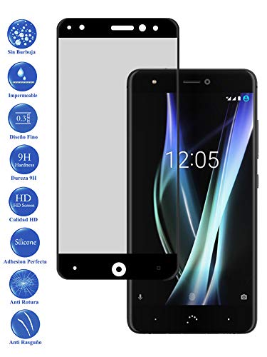 Todotumovil Protector de Pantalla BQ Aquaris X Color Negro Completo 3D Cristal Templado Vidrio Curvo para movil