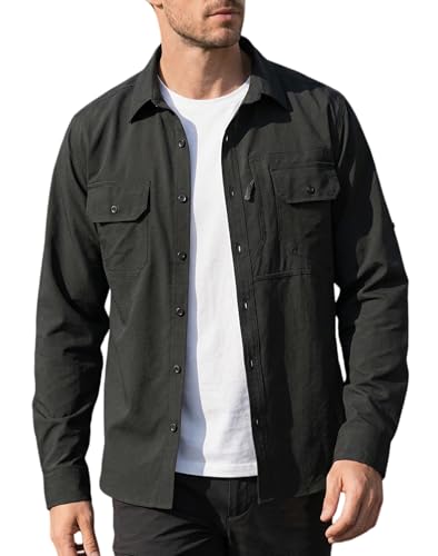 EIGIOO Mens UPF 50+ Breathable Long Sleeves Shirts for Fishing Safari