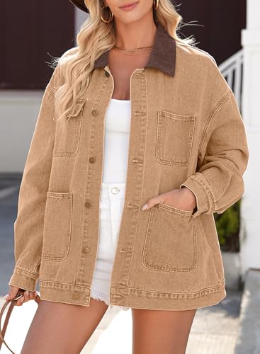 Dokotoo Denim Jackets for Women Casual Long Sleeve Oversized Jean Jacket Fall Clothes 20253