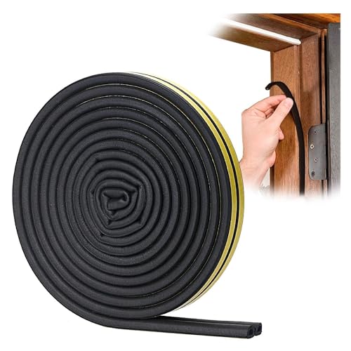 Image of FRONTED Door Weather Strip Draught Excluder for Doors Self Adhesive Foam Draft Excluder for Windows Door Insulation Strip Weather Stripping Door Seal Strip, Epdm, Foam, Rubber (Black)
