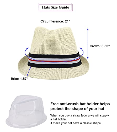 Kid Fedora Hats For Boys Short Brim Sunhat Straw Hats For Boys Hats Fedora Hats For Kids Beach Hats Boys Summer Hats Toddler Straw Hat, Beige-Stripe #TOP2