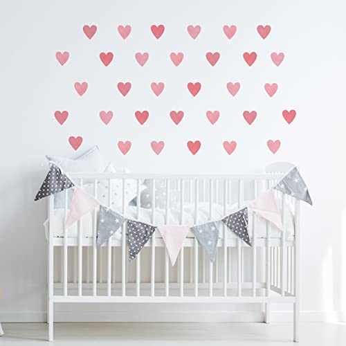 Mfault Valentines Day Pink Heart Wall Decals Stickers, Watercolor Romantic Love Diy Decorations Baby Boys Girls Nursery Bedroom Art, Neutral Kids Toddlers Home Room Decor #TOP5
