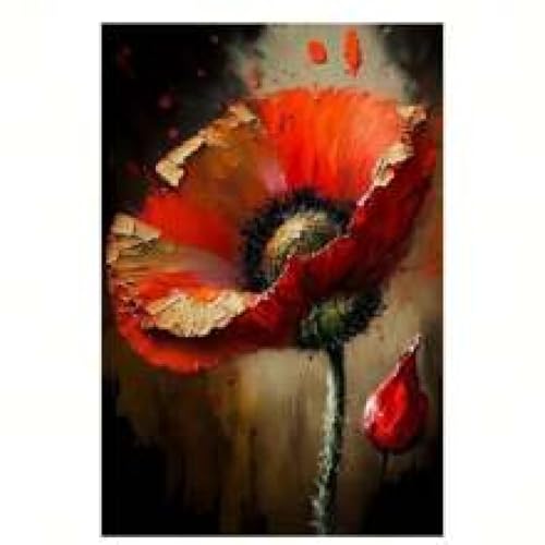 Décoration murale abstraite fleurs rouges pour habiller un mur - 4