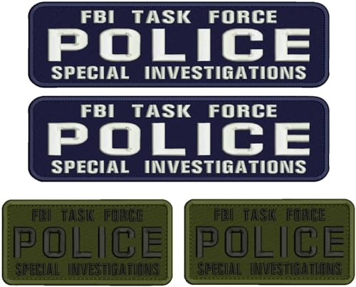 Special Patches for Velcro Patches for Uniform for F B I T F Police S I EMB Patches 3X11 & 3X6 Hook ON Back Navy an OD & White/BLK Model-Q-X988-4639
