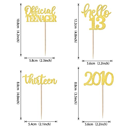 24 Pack Official Teenager 13 Cupcake Toppers Glitter Thirteen Since 2010 13Th Birthday Cupcake Picks Hello 13 Years Birthday Cake Decorations For Happy 13Th Birthday Anniversary Party Supplies Gold #TOP1