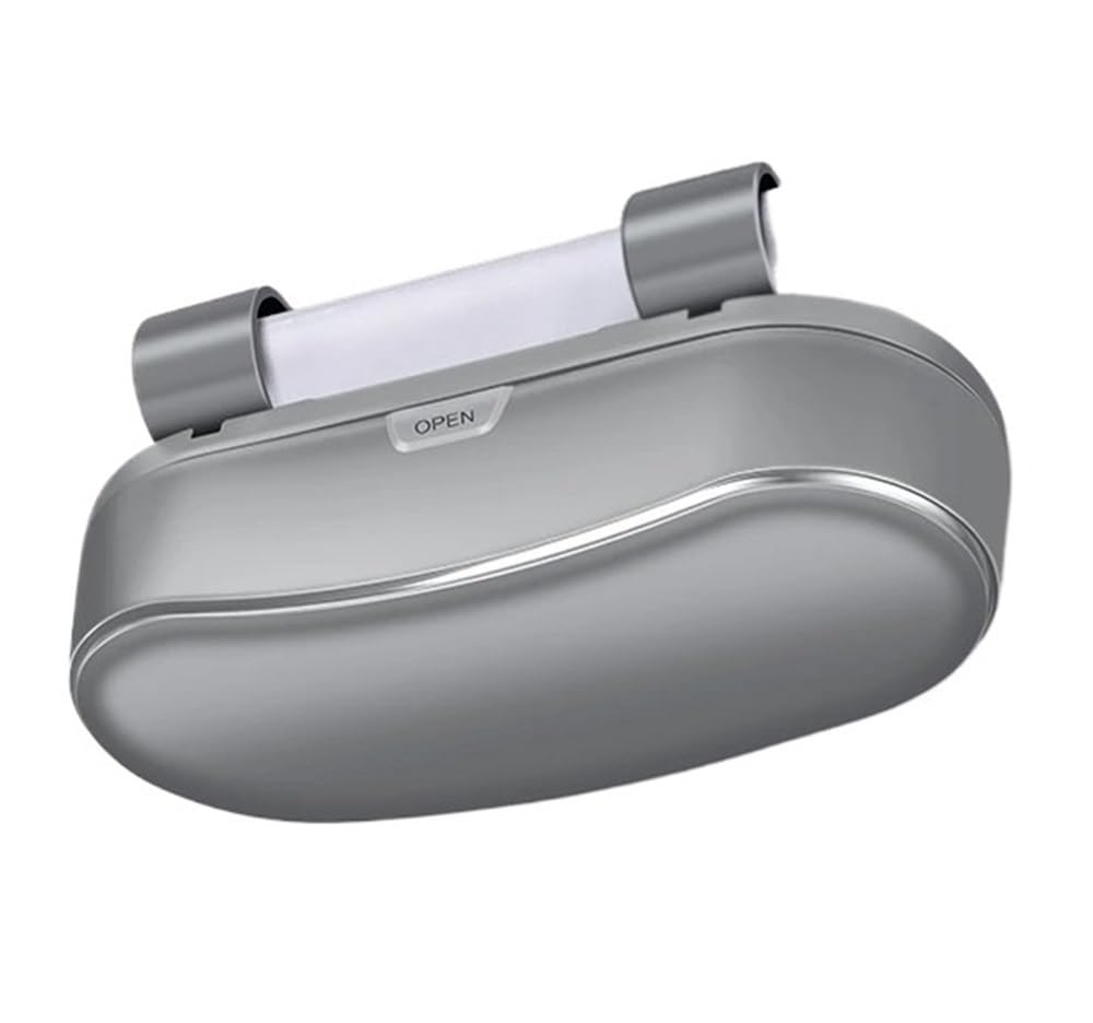 Amibvzhang Seize If Grey 2Pc Car Sunglasses Holder For Sun Visor Auto Eyeglasses Protective Storage Case Vehicle Glasses Accessories Organizer Box(Seize If Grey)