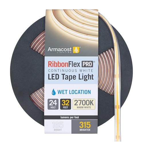Image of Armacost Lighting RibbonFlex Pro COB Outdoor LED Strip Lights 24V, 2700K, 315 Lumens /Ft, 10M 172152N