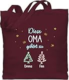Baumwolltasche - Diese Oma gehört zu 2 Enkeln I Omi von zwei Enkeln Weihnachtsgeschenke Oma personalisiert I Geschenk für Omi von 2 Enkelkindern Weihnachten Geschenk von zwei Enkelkindern - Unisize