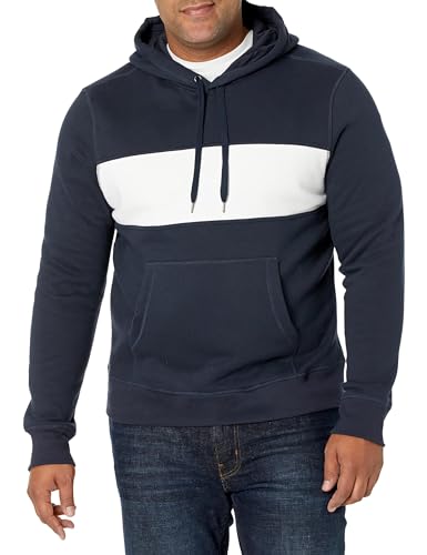 Amazon Essentials Herren Pullover-Sweatshirt Mit Kapuze, In Groß Und Schwer Erhältlich, Marineblau Weiß, XS