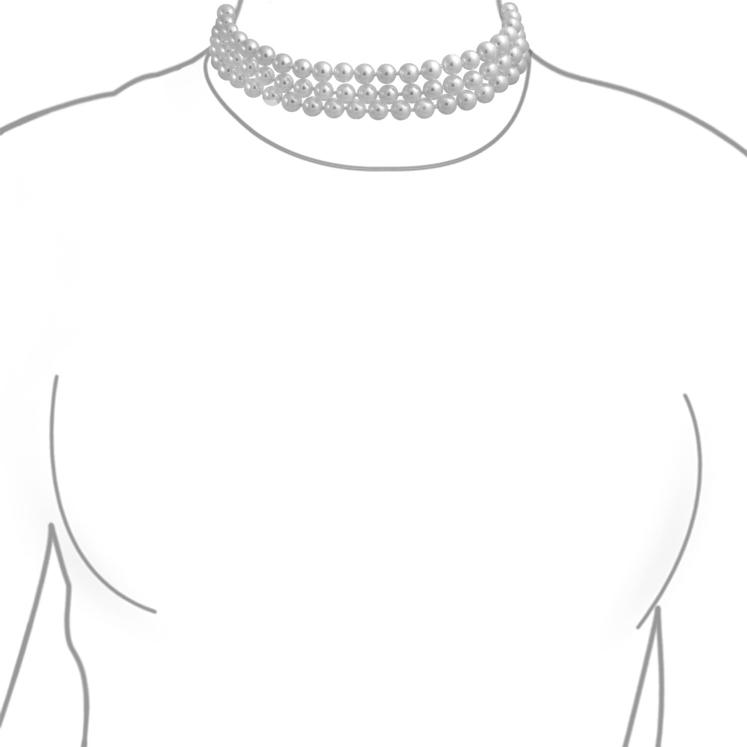 Bling Jewelry Collier De Choker En Perles Simulées Gris Rose Blanc Noué À La Main Avec 3 Rangées Larges Pour Femmes Adolescentes Bal De Promo Mariage