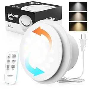 Bathroom Exhaust Fan with Light, Upgraded 2 Way & 2Speed Bathroom Vent Fan Light with Remote Energy Saving Household Ventilation Fans, Ceiling Wall Mount for Kitchen Garage(6inch)