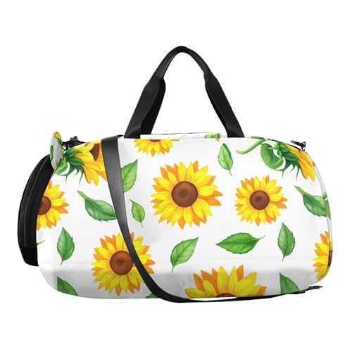 Leaves Flowers White Kids Travel Duffel Bag for Boys Girls Overnight Weekend Tote Bag with Shoes Compartment for Trip Beach Swim2