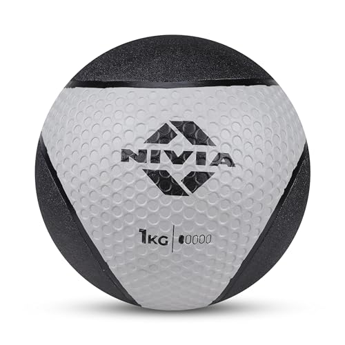 Image of Nivia Pro Medicine Ball for Strength Training, Core Workouts, Endurance Training, Non-Slip Surface, Weight Ball for Crossfit (Grey, 1 KG)