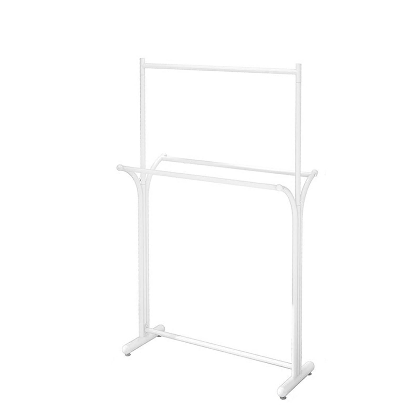 LJHFG63KUYT Clothes Rack Clothing Store Hangers, Nordic Double Row, Upper and Lower Double-layer Floor Racks, Single Pole Display Stand(White,Small)