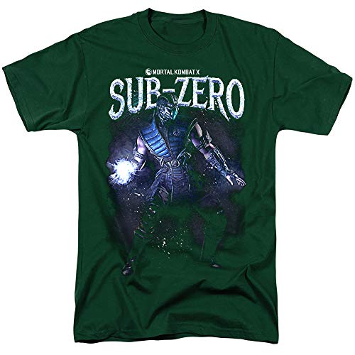 Mortal Kombat X Sub-Zero Unisex Adult T-Shirt for Men and Women, Hunter Green, Medium