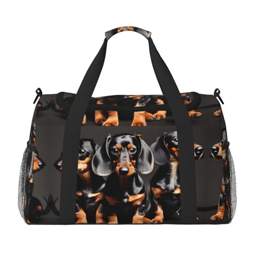 Sac de sport noir One Size avec motif trois teckels amusants