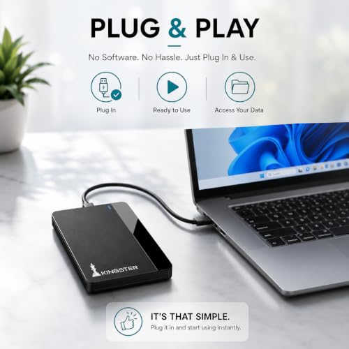 KINGSTER 1TB Portable External Hard Drive, Black - Image 5