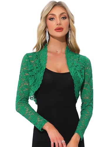 Image of Allegra K Women's Elegant Crop Cardigan Sheer Floral Lace Bolero Shrug Top