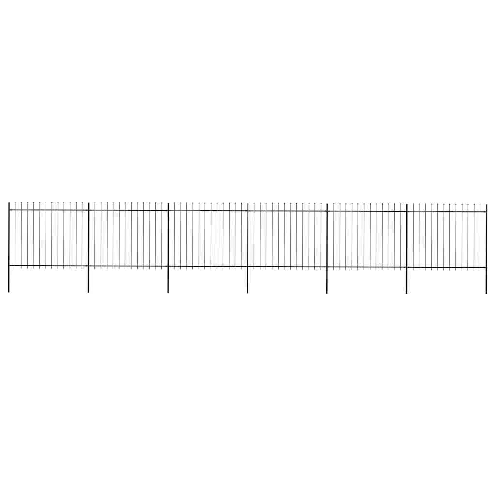 vidaXL Gartentor/Gartenzaun mit Speerspitzen aus Stahl – 10,2 × 1,5 m, Schwarz