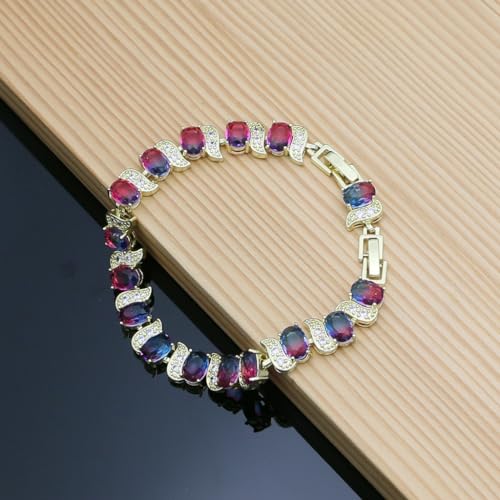 Image of LMXXVJ Fashion Tennis Bracelet Created Emerald White Gold Plated Charm Bracelet Gifts Jewelry for Women