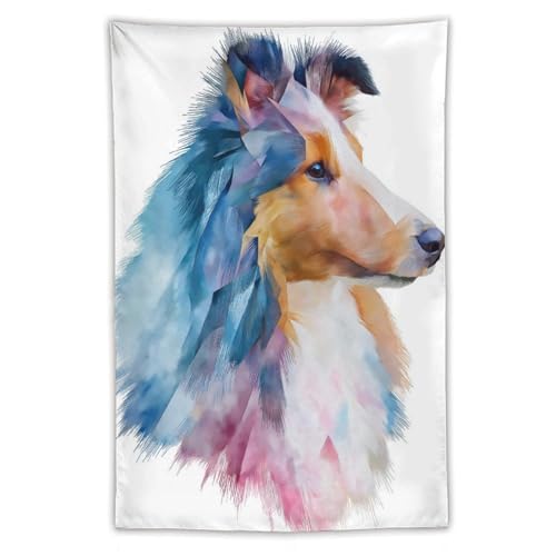 Tapisserie aquarelle Shetland Sheepdog en polyester haut de gamme pour grand salon